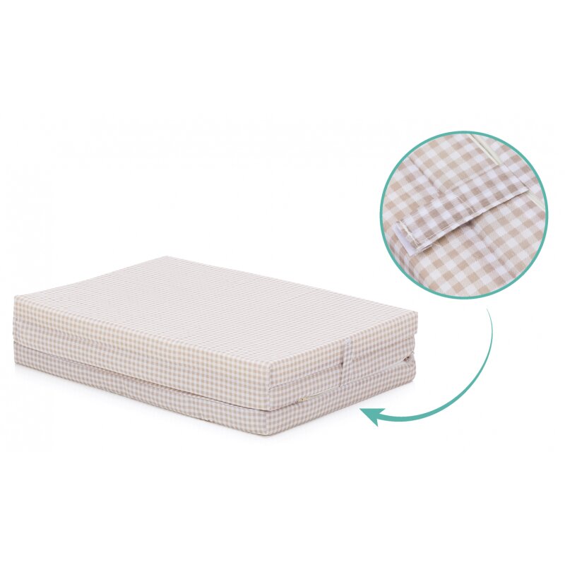 FILLIKID Saltea pliabila pentru copii Beige Carouri 120x60x4 cm