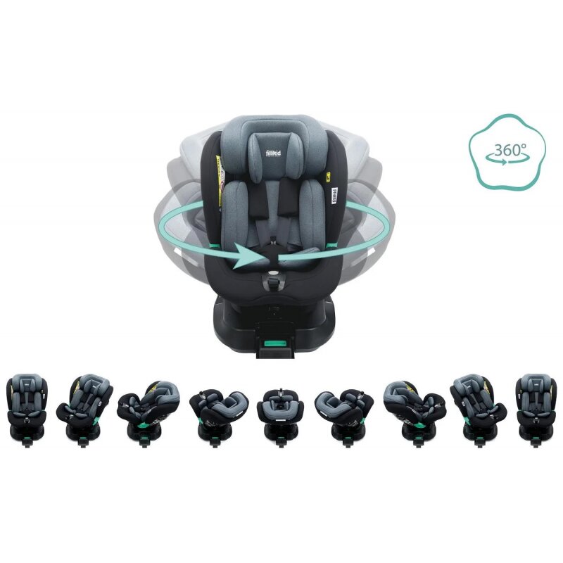 FILLIKID Scaun auto cu isofix Luca 360 blackgrey 0-36 kg i-Size