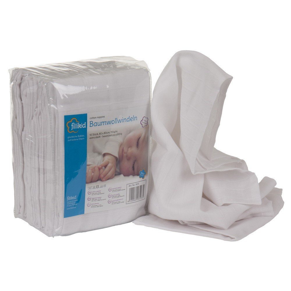 FILLIKID Scutece albe din bumbac 80x80 cm.-10set