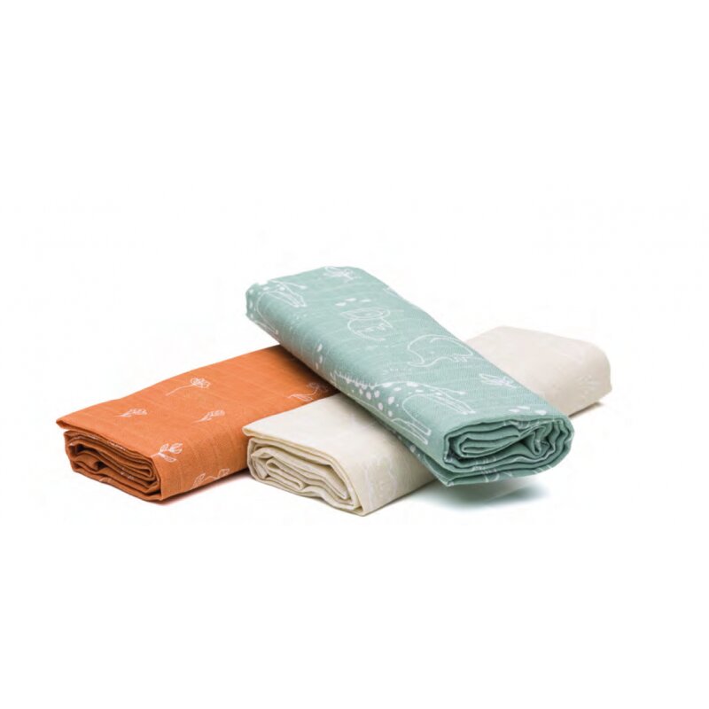 FILLIKID Set 3 scutece din muselina 75x75cm cu design