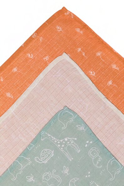 FILLIKID Set 3 scutece din muselina 75x75cm cu design