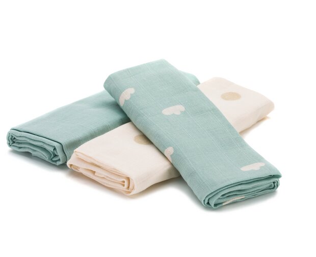 FILLIKID Set 3 scutece din muselina Dots din bambus si bumbac 75x75 cm