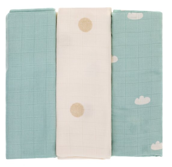 FILLIKID Set 3 scutece din muselina Dots din bambus si bumbac 75x75 cm