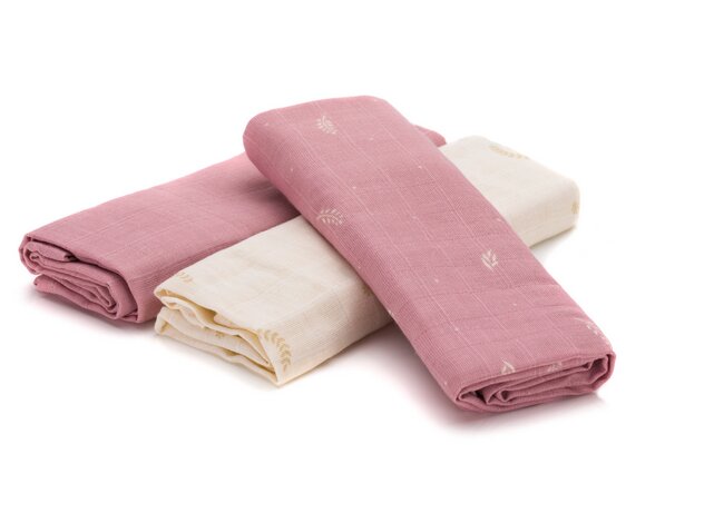 FILLIKID Set 3 scutece din muselina Flowers din bambus si bumbac 75x75 cm