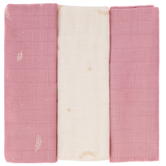 FILLIKID Set 3 scutece din muselina Flowers din bambus si bumbac 75x75 cm