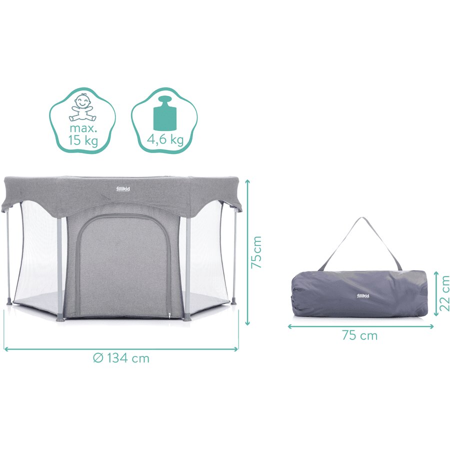 FILLIKID Tarc pentru copii hexagonal pliabil 136x75 cm Atena