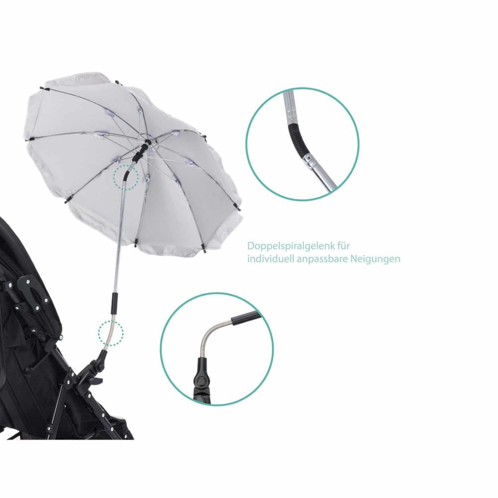 FILLIKID Umbrela pentru carucior 75 cm UV 50+ Easy fit Grey