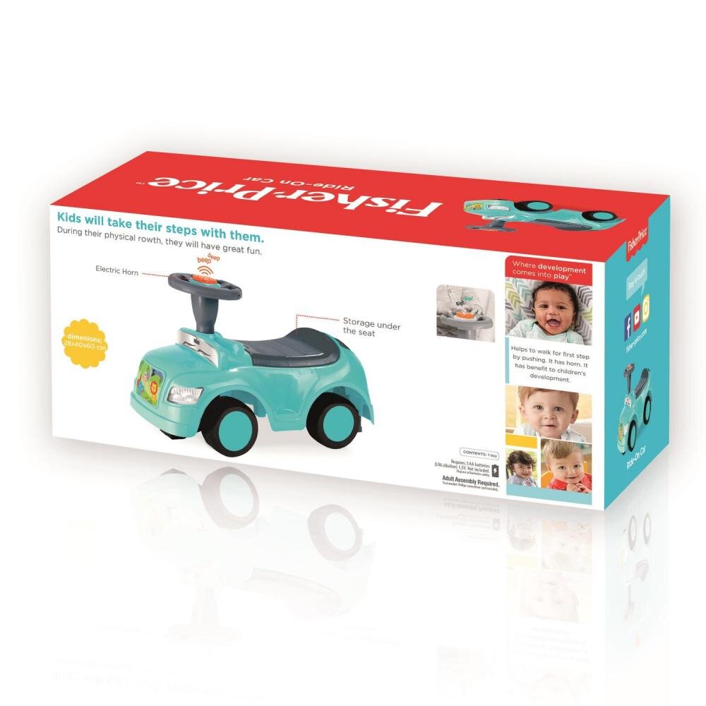 FISHER PRICE Masinuta copii Ride-On fara pedale volan cu sunete spatiu de depozitare sub scaun destinata copiilor cu o greutate de maxim 23 kg