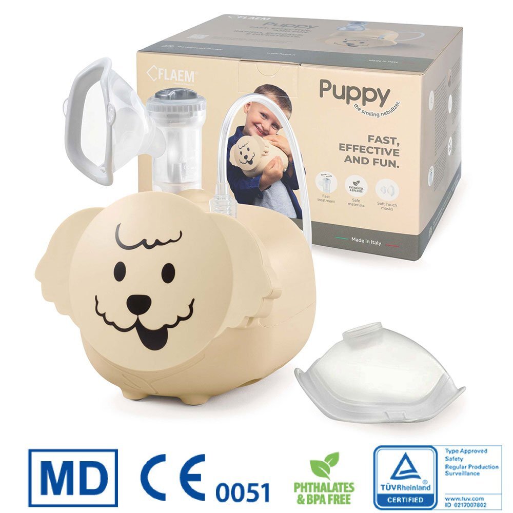 FLAEM Aparat de aerosoli Puppy masca copii si adulti Soft Touch bej