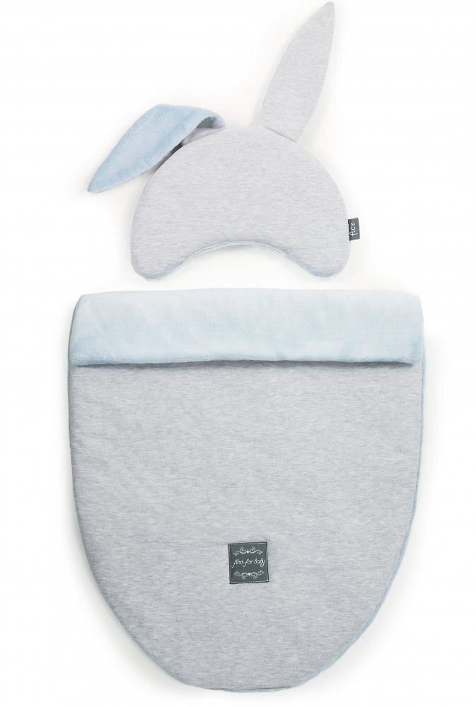 Floo for Baby Set saculet si pernuta pentru carucior Iepuras Albastru