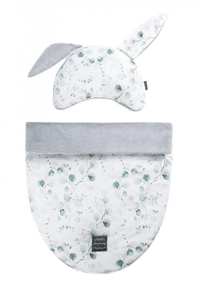 Floo for Baby Set saculet si pernuta pentru carucior Iepuras Eucalipt