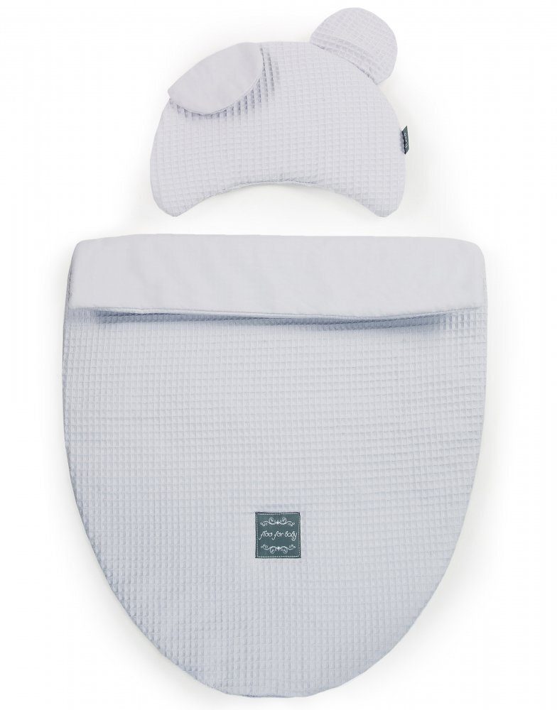 Floo for Baby Set saculet si pernuta pentru carucior Waffle Ursulet gri