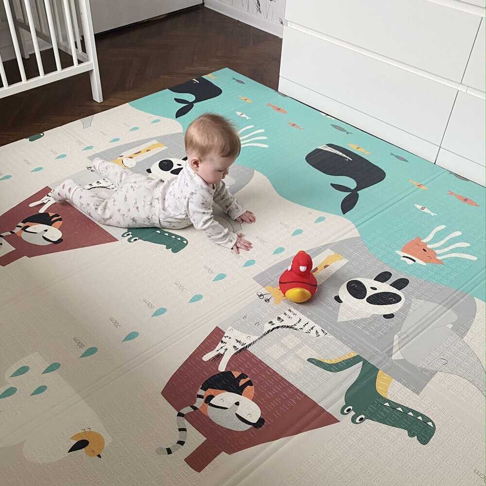 Flumi Covoras de joaca pliabil cu 2 fete 180x200 cm Stradute si arca lui Noe