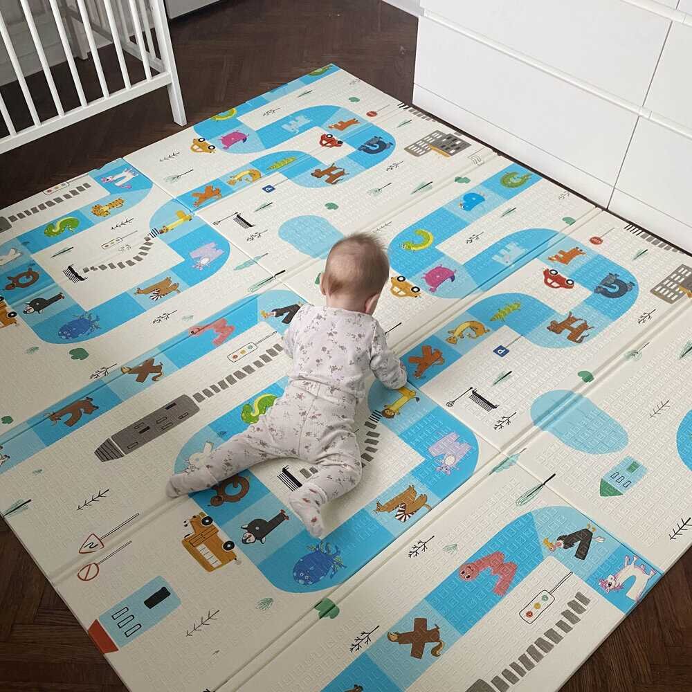 Flumi Covoras de joaca pliabil cu 2 fete 180x200 cm Stradute si arca lui Noe