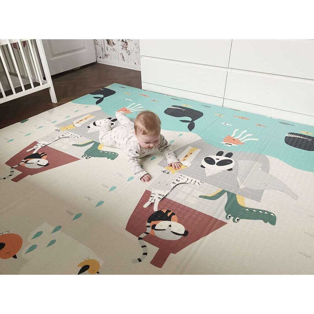 Flumi Covoras de joaca pliabil cu 2 fete 180x200 cm Stradute si arca lui Noe