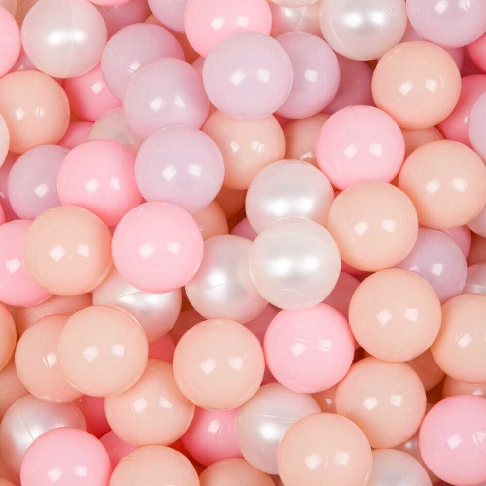 Flumi Set 200 bile din plastic colorate 7 cm roz deschis piersica