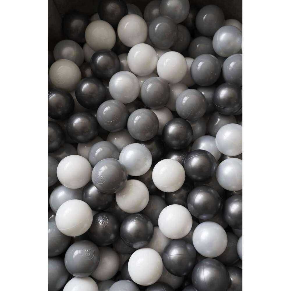 Flumi Set 200 bile din plastic colorate alb gri deschis gri inchis 7 cm