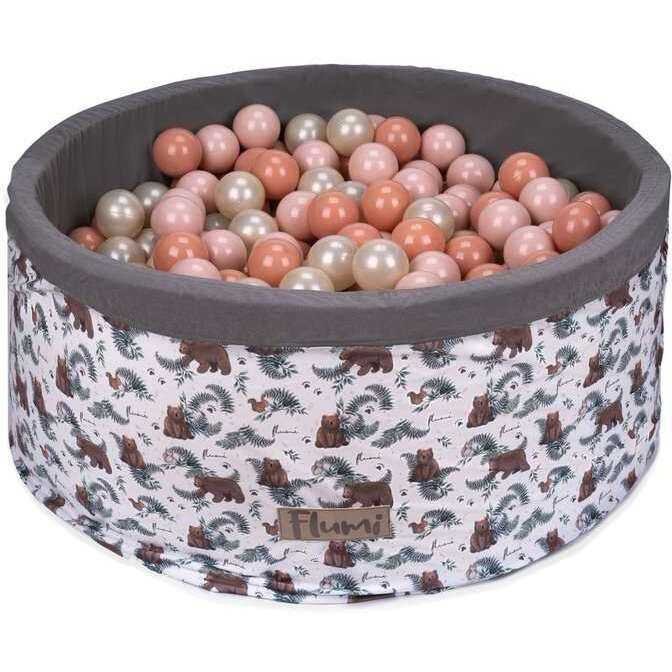 Flumi Set 200 bile din plastic colorate alb roz 7 cm