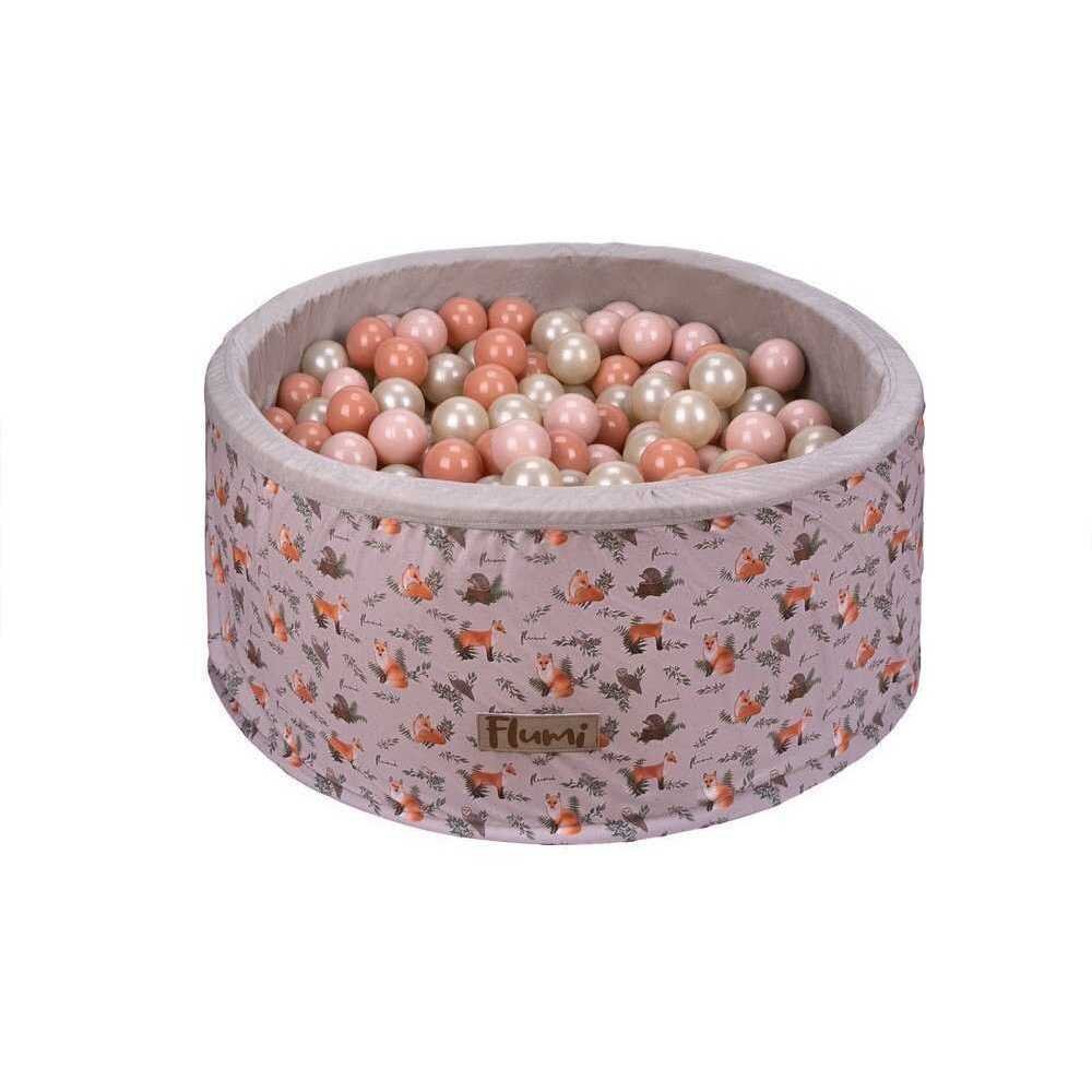 Flumi Set 200 bile din plastic colorate alb roz 7 cm