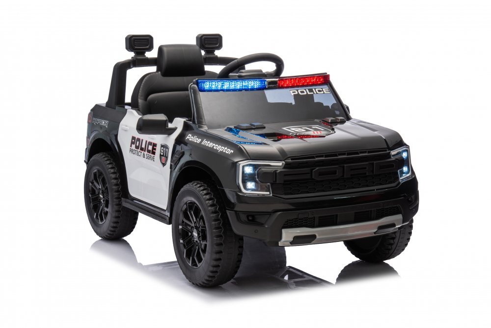 Ford Masinuta electrica copii F-150 Police cu licentastatie politietelecomanda 2.4Gacumulator 12V4.5Ah doua motoare lumini led oglinzi retrovizoare usi cu deschidere