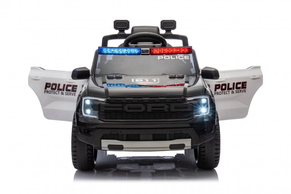 Ford Masinuta electrica copii F-150 Police cu licentastatie politietelecomanda 2.4Gacumulator 12V4.5Ah doua motoare lumini led oglinzi retrovizoare usi cu deschidere
