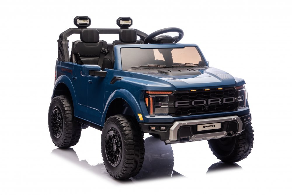 Ford Masinuta electrica pentru 2 copii Raptor F-150 Cobalt Blue cu licentaproiectoareacumulator 24Vtelecomanda 2.4Gfaruri ledmotoare x 200wslow startcenturi de siguranta individualegreutate admisa 60kg