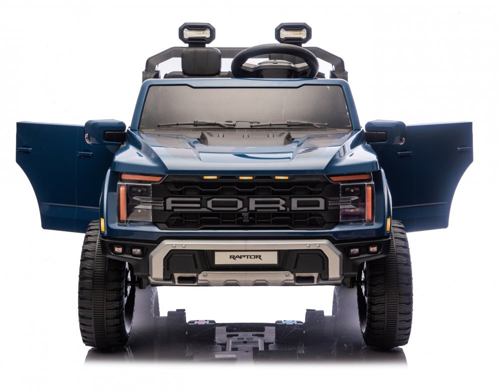 Ford Masinuta electrica pentru 2 copii Raptor F-150 Cobalt Blue cu licentaproiectoareacumulator 24Vtelecomanda 2.4Gfaruri ledmotoare x 200wslow startcenturi de siguranta individualegreutate admisa 60kg