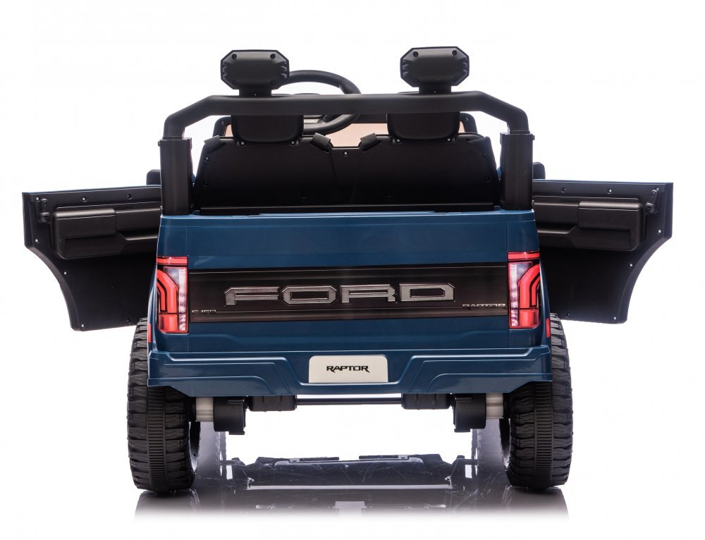 Ford Masinuta electrica pentru 2 copii Raptor F-150 Cobalt Blue cu licentaproiectoareacumulator 24Vtelecomanda 2.4Gfaruri ledmotoare x 200wslow startcenturi de siguranta individualegreutate admisa 60kg