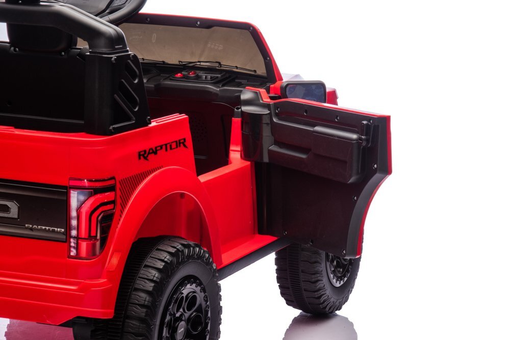Ford Masinuta electrica pentru 2 copii Raptor F-150 Cobalt Red cu licentaproiectoareacumulator 24Vtelecomanda 2.4Gfaruri ledmotoare x 200wslow startcenturi de siguranta individualegreutate admisa 60kg