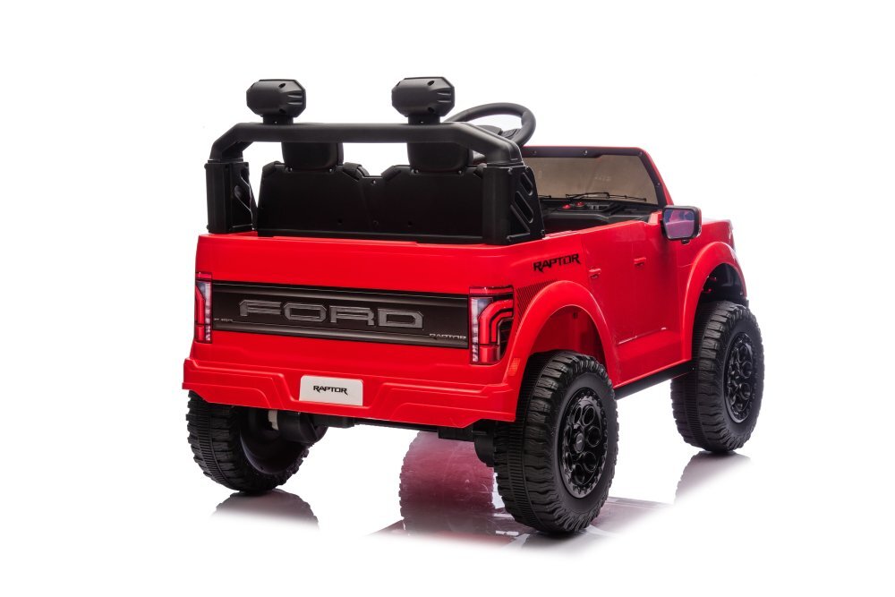 Ford Masinuta electrica pentru 2 copii Raptor F-150 Cobalt Red cu licentaproiectoareacumulator 24Vtelecomanda 2.4Gfaruri ledmotoare x 200wslow startcenturi de siguranta individualegreutate admisa 60kg