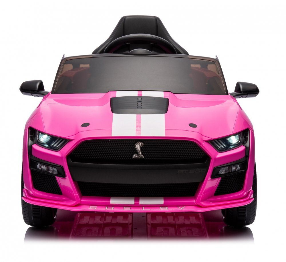 Ford Masinuta electrica pentru copii Mustang GT500 and Shelby Cobra Pink 60W cu telecomanda si licenta deschidere usi lumini oglinzi retrovizoare si centura siguranta