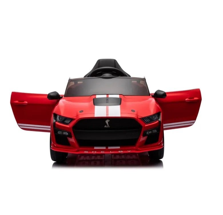 Ford Masinuta electrica pentru copii Mustang GT500 and Shelby Cobra Red 60W cu telecomanda si licenta deschidere usi lumini oglinzi retrovizoare si centura siguranta