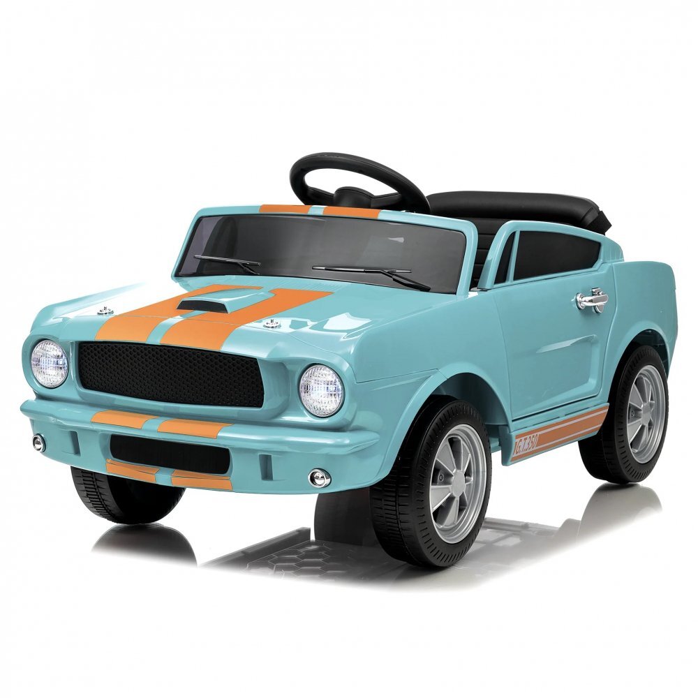 Ford Masinuta electrica pentru copii Mustang Shelby GT350 Light Blue 12V cu licenta2 motoare x 25wroti EVAusi cu deschiderefaruri si stopuri LEDunitate audio cu muzicaUSBbluetoothindicator bateriecentura de siguranta