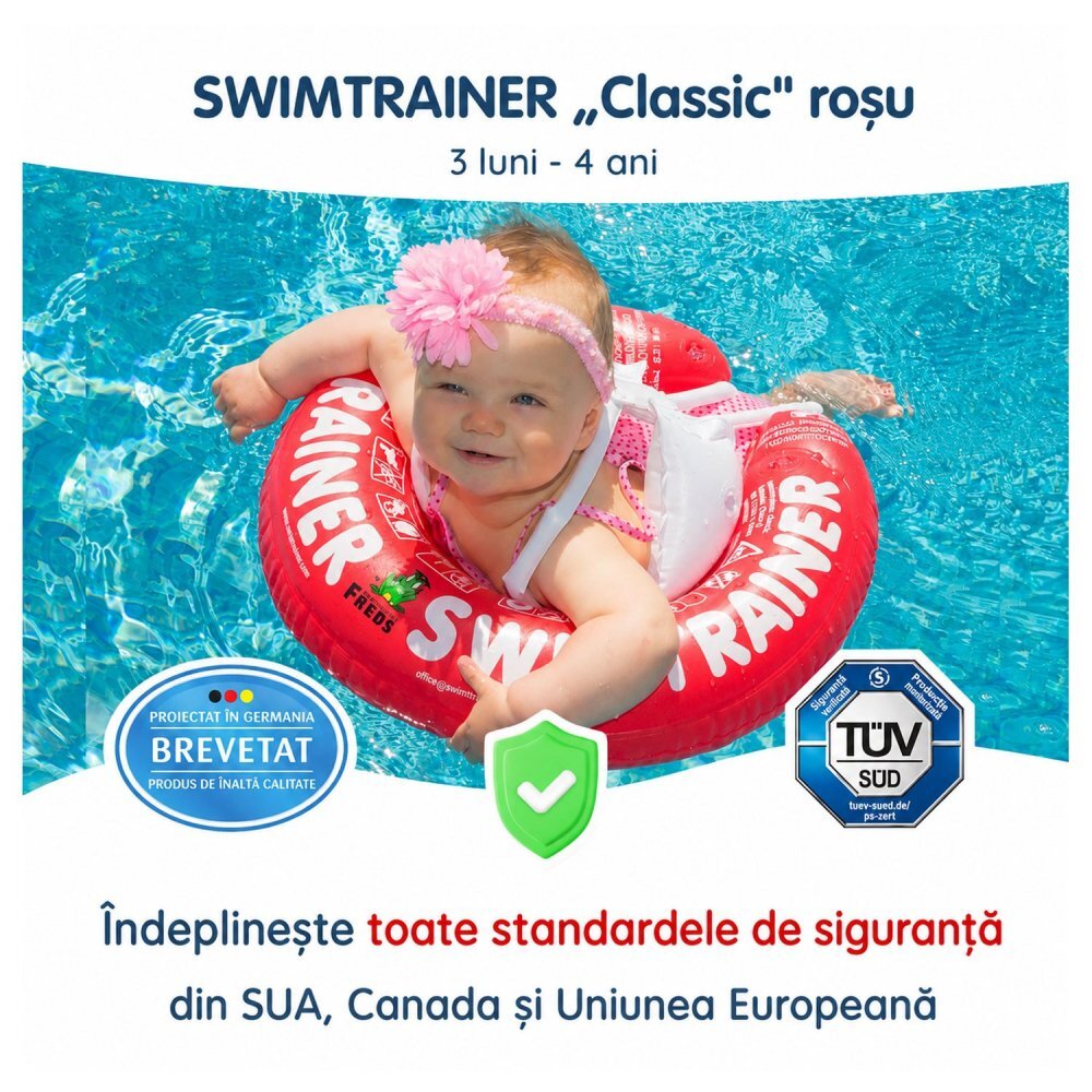 FREDS SWIM ACADEMY Colac de inot pentru bebelusi si copii Swimtrainer Classic rosu 3 luni-4 ani