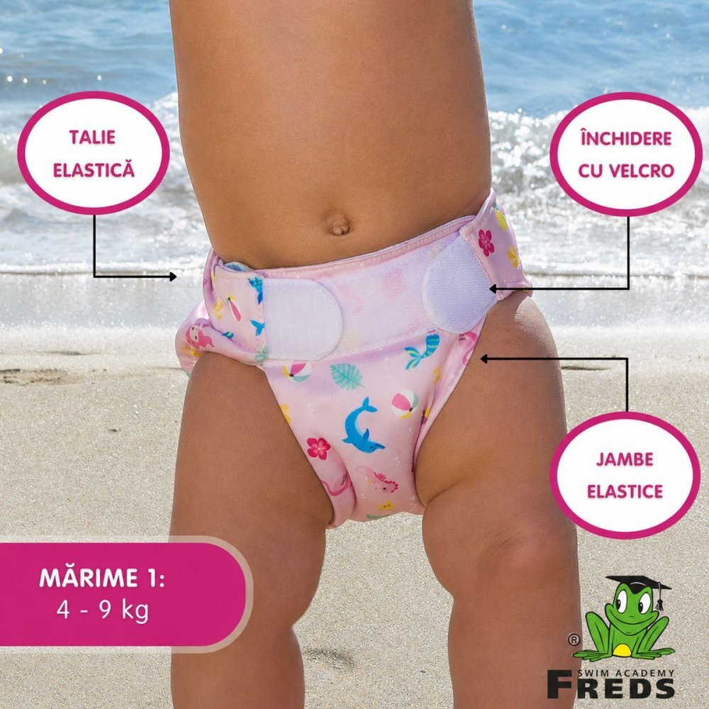 FREDS SWIM ACADEMY Scutec reutilizabil pentru inot bebelusi roz marimea 1 4-9 kg