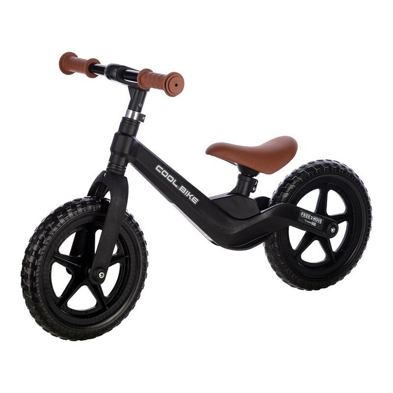 Free2Move Bicicleta fara pedale Cool Bike Black cu ghidon si sa reglabile roti din Eva greutate admisa 30 kg roti 12 inch 24 luni+