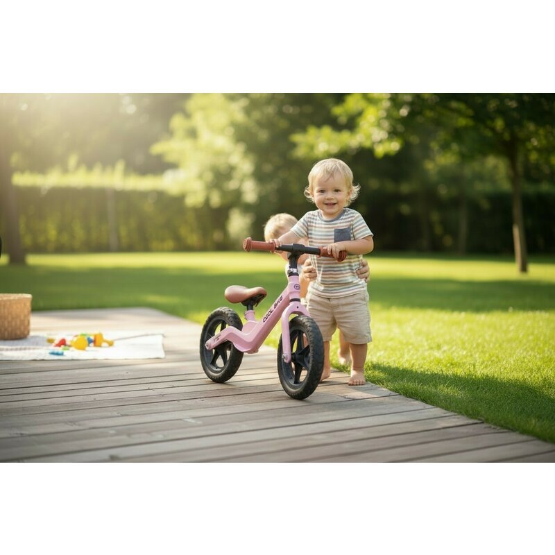 Free2Move Bicicleta fara pedale Cool Bike Pink cu ghidon si sa reglabile roti din Eva greutate admisa 30 kg roti 12 inch 24 luni+