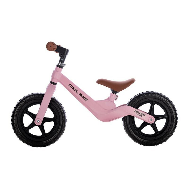 Free2Move Bicicleta fara pedale Cool Bike Pink cu ghidon si sa reglabile roti din Eva greutate admisa 30 kg roti 12 inch 24 luni+