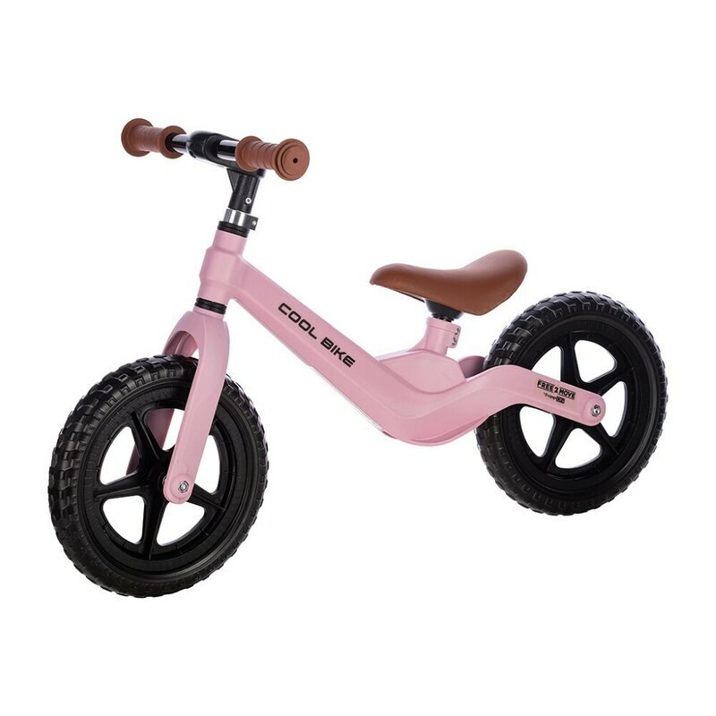 Free2Move Bicicleta fara pedale Cool Bike Pink cu ghidon si sa reglabile roti din Eva greutate admisa 30 kg roti 12 inch 24 luni+
