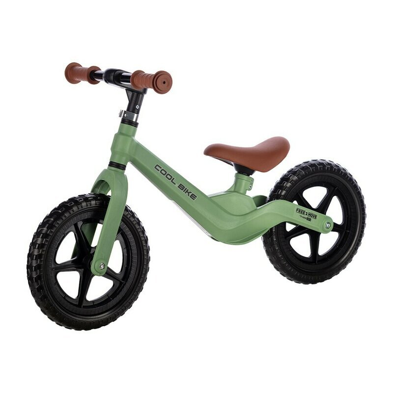 Free2Move Bicicleta fara pedale Cool Bike Verde cu ghidon si sa reglabile roti din Eva greutate admisa 30 kg roti 12 inch 24 luni+