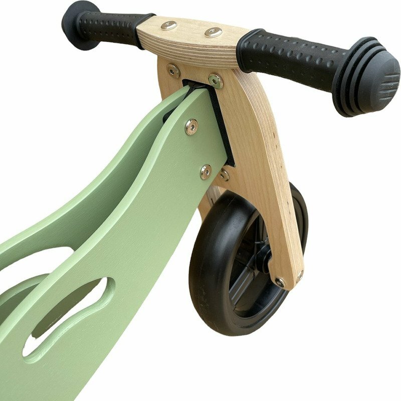 Free2Move Tricicleta copii fara pedale din lemn Mint varsta 1-3 ani transformabila in bicicleta de echilibru scaun reglabil pe inaltime un limitator de directie si roti silentioase