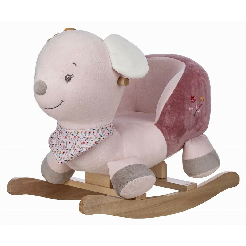 Free2Play Balansoar pentru copii Zoe the Mouse Pink sa confortabila cu spatar din lemn 18 luni+