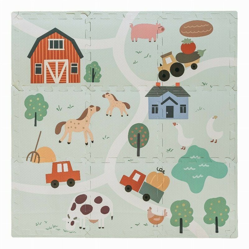 Free2Play Covoras puzzle pentru copii Farm din spuma 91x91 cm