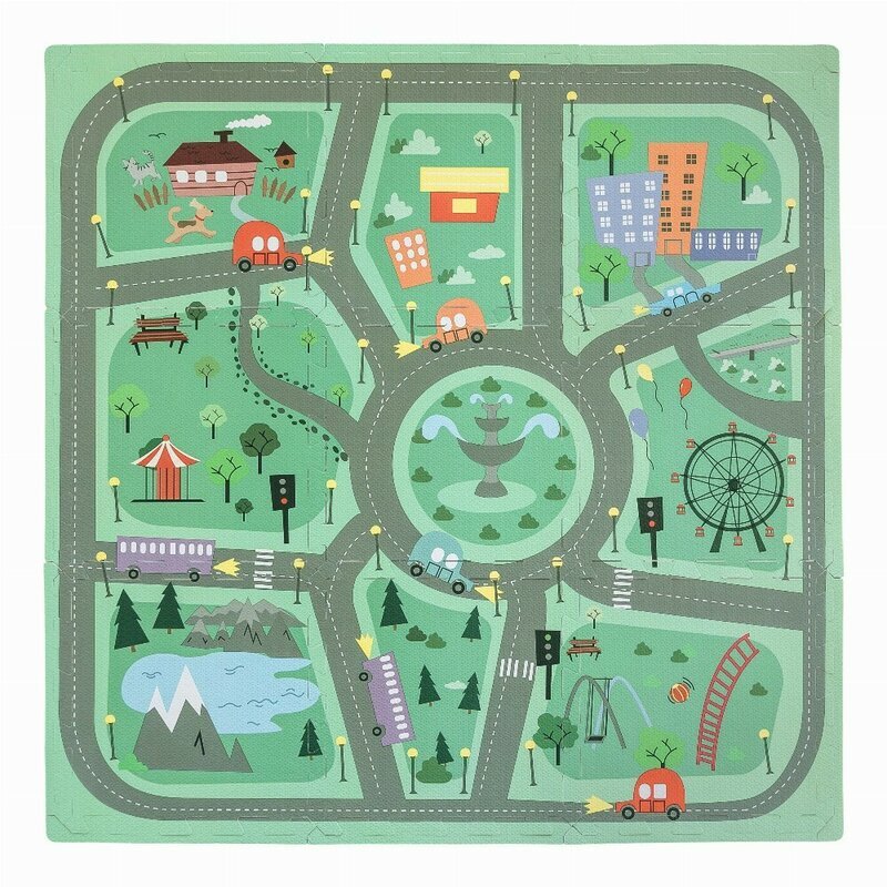 Free2Play Covoras puzzle pentru copii Road din spuma 91x91 cm