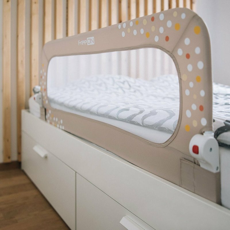 FreeON Bariera de protectie pentru pat rabatabila Little Dots Beige