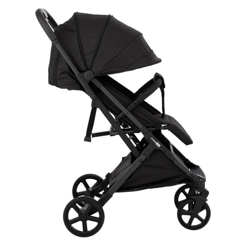 FreeON Carucior pentru copii Tao Black cu maner pentru transport roti cu suspensie greutate admisa pana la 22 kg