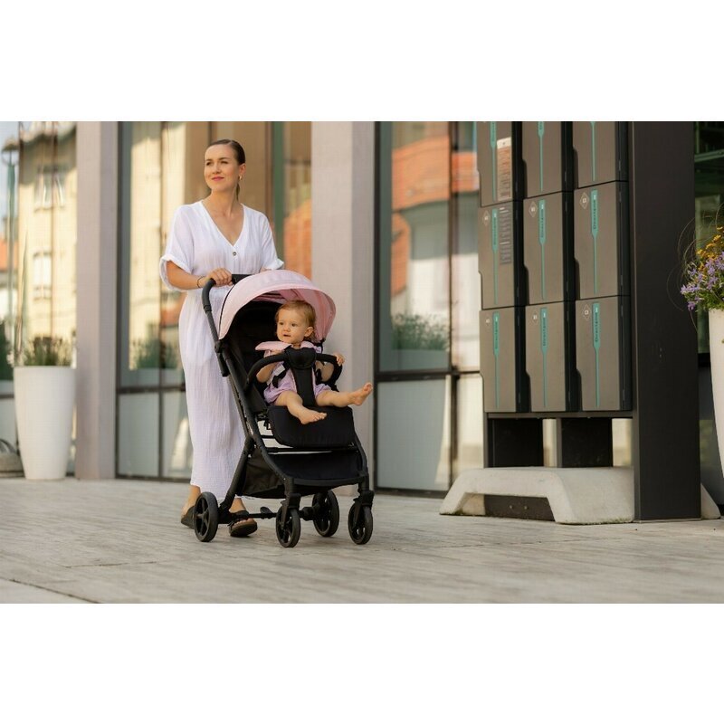 FreeON Carucior pentru copii Tao Pink cu maner pentru transport roti cu suspensie greutate suportata 22 kg