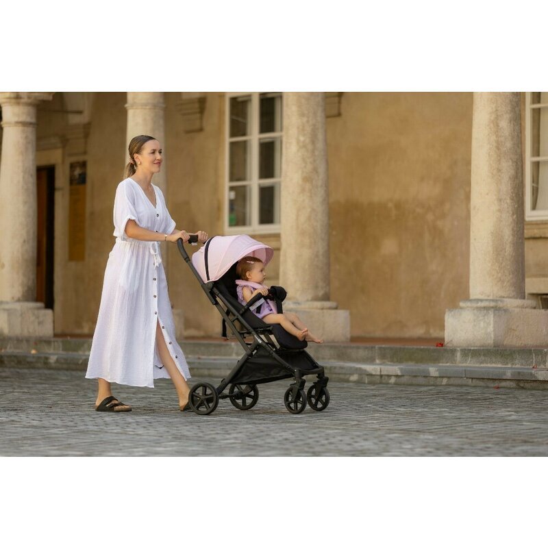 FreeON Carucior pentru copii Tao Pink cu maner pentru transport roti cu suspensie greutate suportata 22 kg