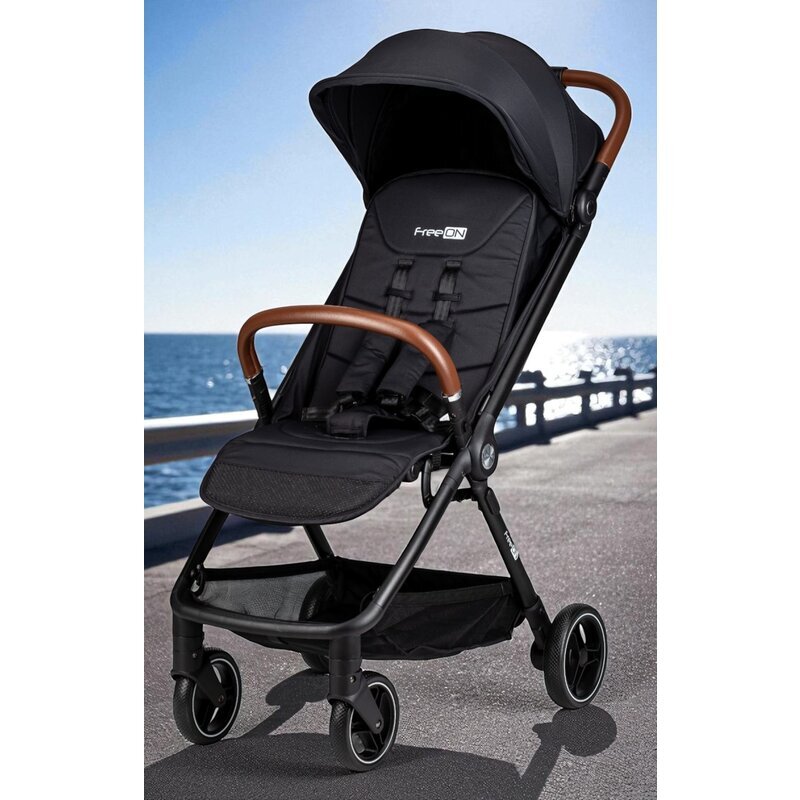 FreeON Carucior sport Bold pliabil automat roti cu suspensii de la nastere pana la 22 kg cu spatar reglabil in 3 pozitii Black