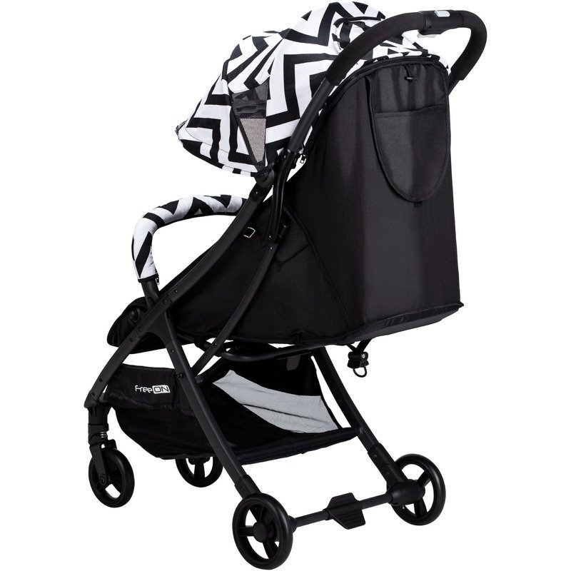 FreeON Carucior sport Solo Pliabil tip troler Tehnologia inovatoare One-Hand Folding Greutate 6 kg Cu capotina UPF 50+ Pliere compacta pentru avion Standard de siguranta EN 1888-12018 BlackWhite